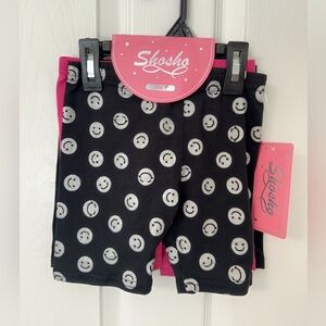 Shosho Black and Pink Smiley Shorts Set